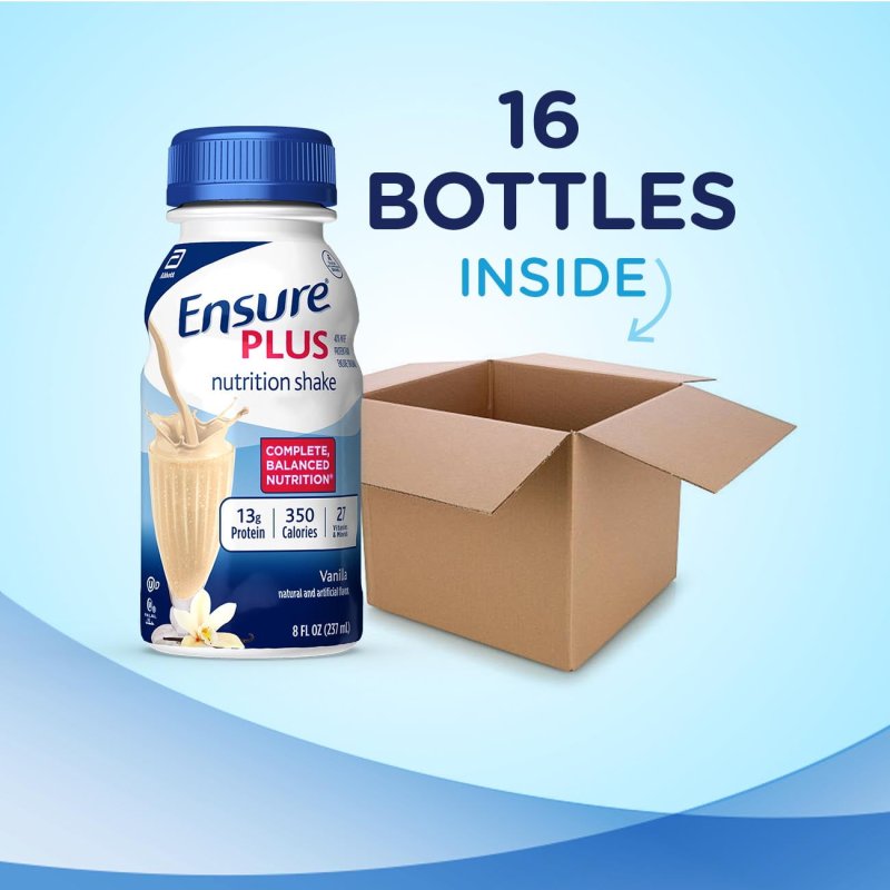 ENSURE PLUS PROTEIN SHAKE VANILLA 16 FL OZ 16 COUNT