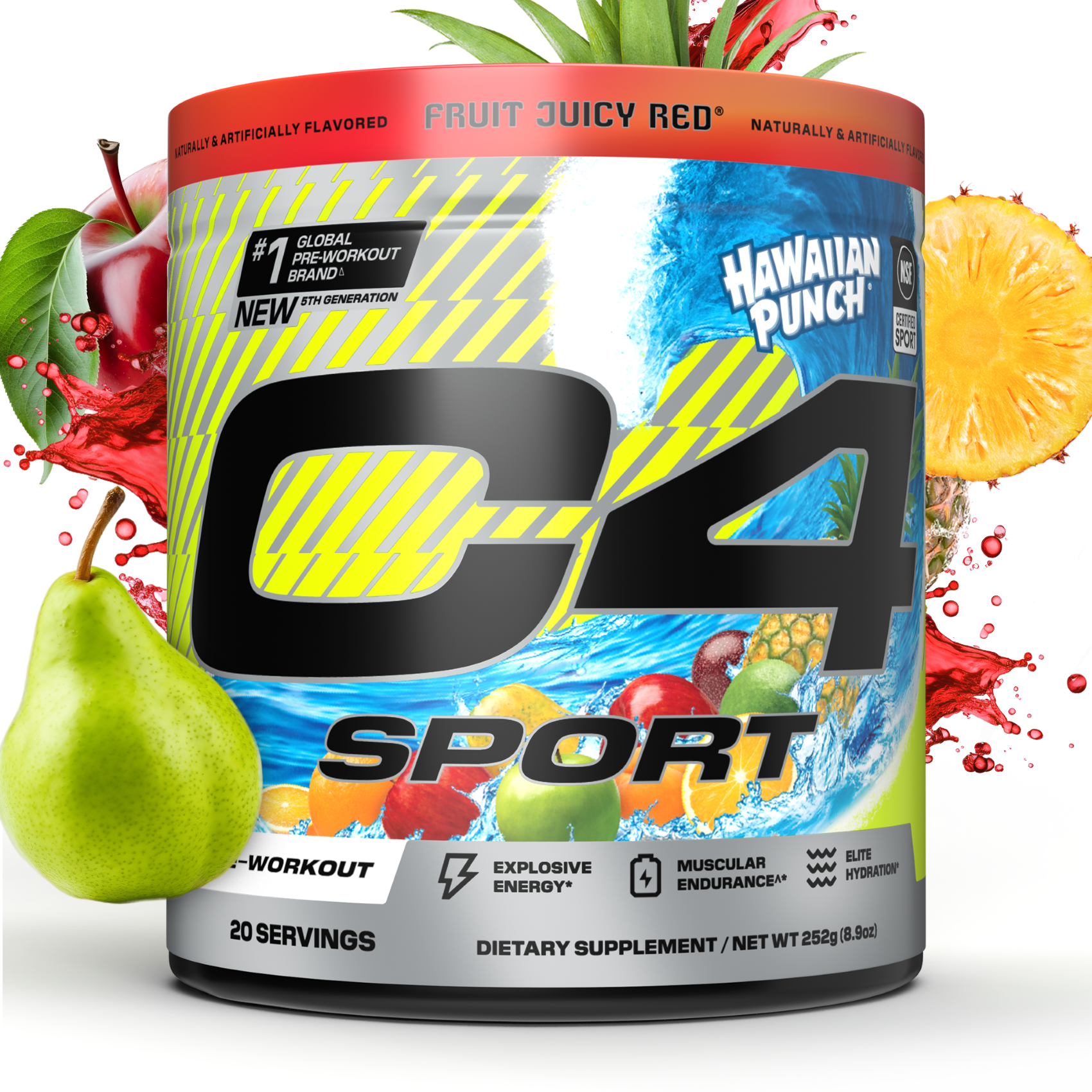 CELLUCOR C4 SPORT PRE WORKOUT POWDER HAWAIIAN PUNCH FRUIT JUICY RED 20 SERVINGS