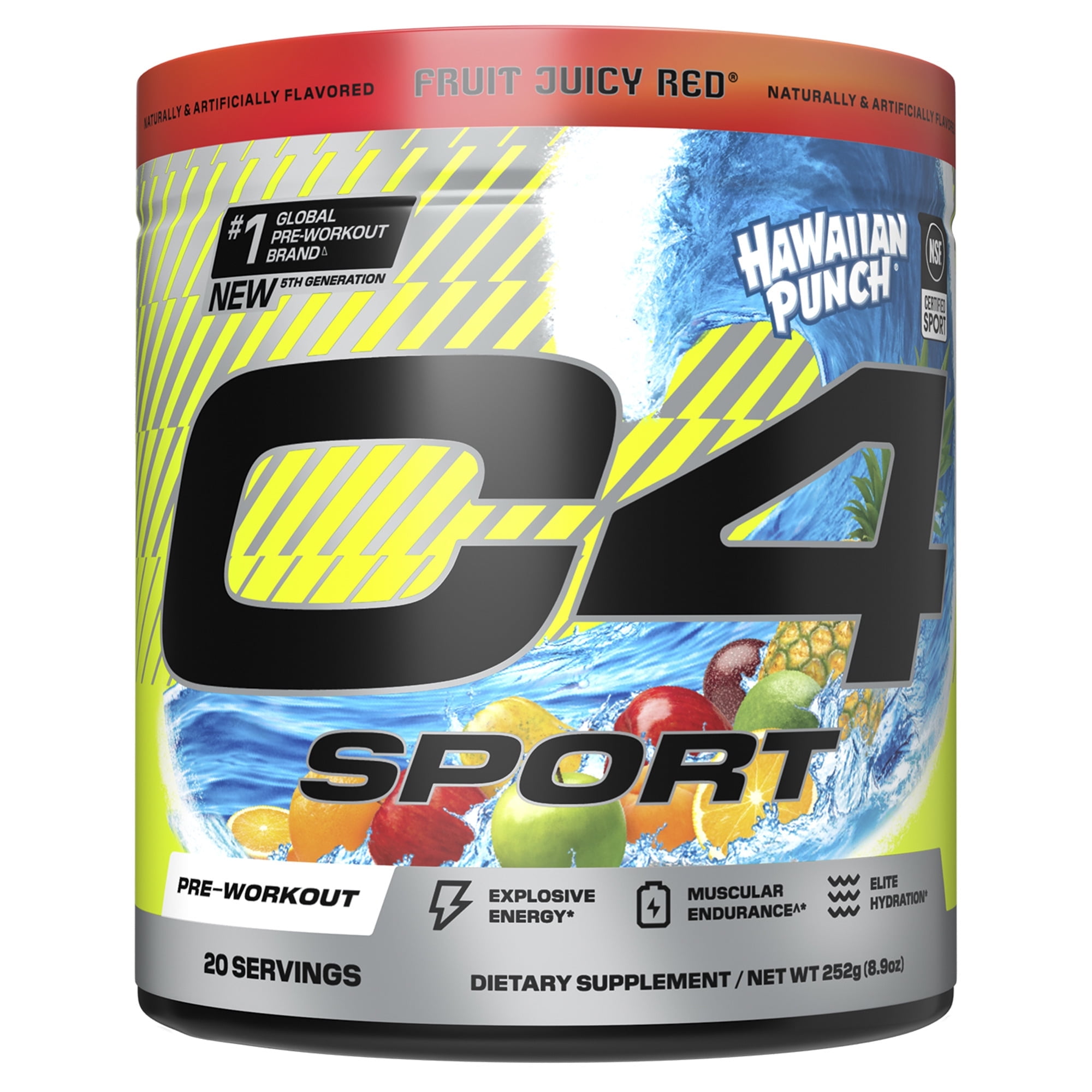 CELLUCOR C4 SPORT PRE WORKOUT POWDER HAWAIIAN PUNCH FRUIT JUICY RED 20 SERVINGS