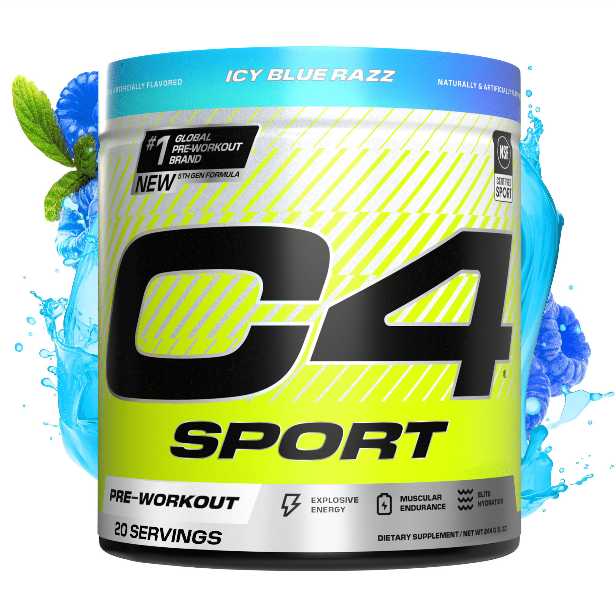CELLUCOR C4 SPORT PRE WORKOUT POWDER ICY BLUE RAZZ 20 SERVINGS FOR ENERGY BOOST