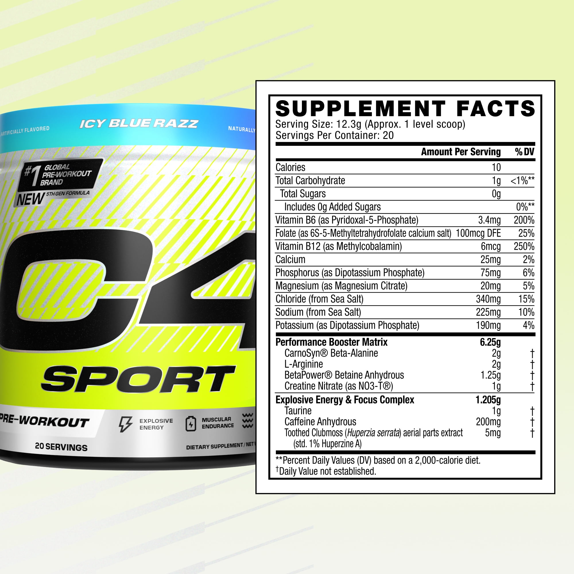 CELLUCOR C4 SPORT PRE WORKOUT POWDER ICY BLUE RAZZ 20 SERVINGS FOR ENERGY BOOST