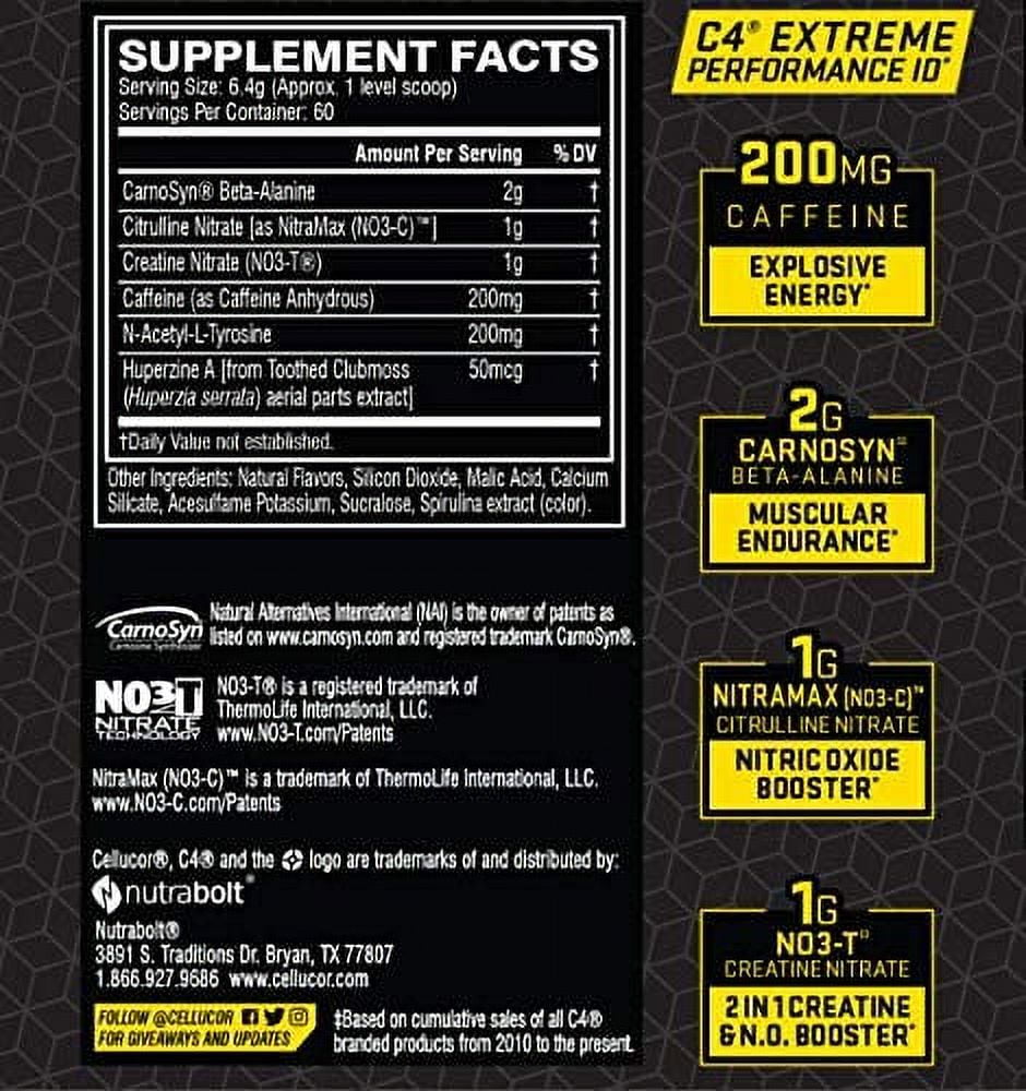 CELLUCOR C4 EXTREME FRUIT PUNCH PRE WORKOUT POWDER 60 SERVINGS