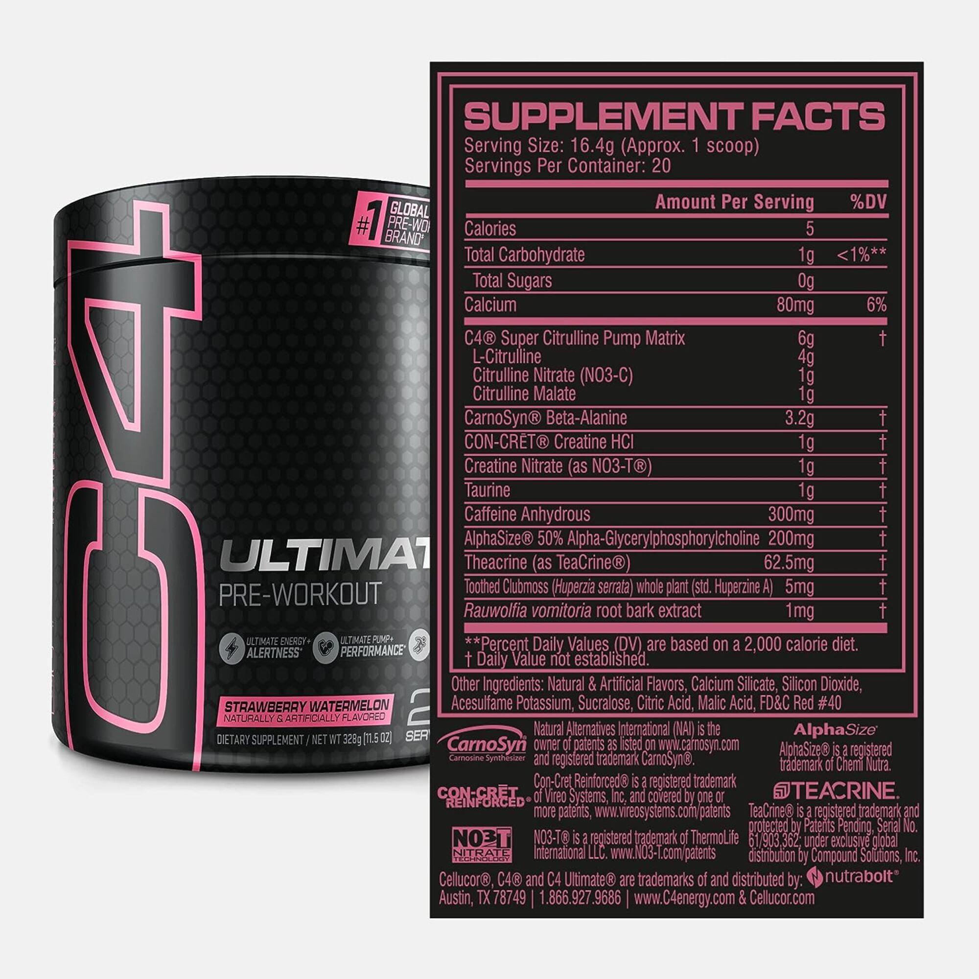 CELLUCOR C4 ULTIMATE PRE WORKOUT POWDER STRAWBERRY WATERMELON 20 SERVINGS
