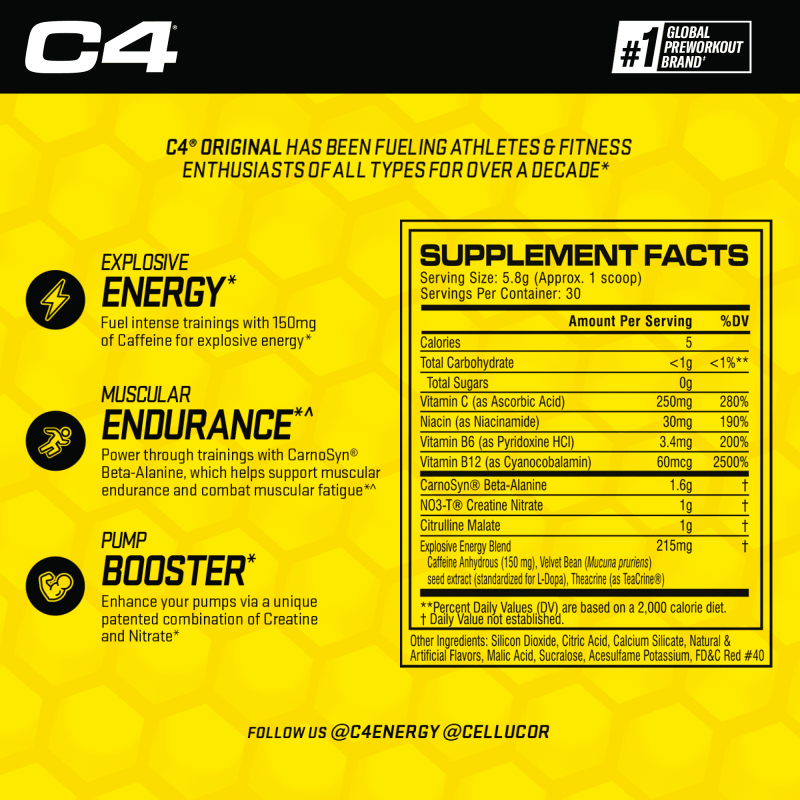 CELLUCOR C4 ORIGINAL PRE WORKOUT STRAWBERRY WATERMELON POWDER 30 SERVINGS