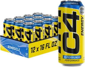 CELLUCOR C4 ENERGY DRINK 16OZ PACK OF 12 FROZEN BOMBSICLE SUGAR FREE PRE WORKOUT PERFORMANCE DRINK NO ARTIFICIAL COLORS DYES