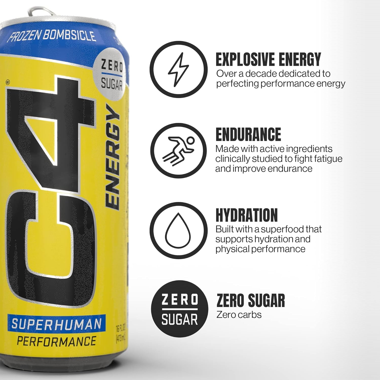 CELLUCOR C4 ENERGY DRINK 16OZ PACK OF 12 FROZEN BOMBSICLE SUGAR FREE PRE WORKOUT PERFORMANCE DRINK NO ARTIFICIAL COLORS DYES