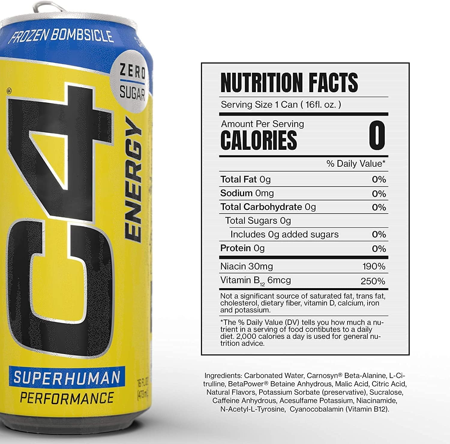 CELLUCOR C4 ENERGY DRINK 16OZ PACK OF 12 FROZEN BOMBSICLE SUGAR FREE PRE WORKOUT PERFORMANCE DRINK NO ARTIFICIAL COLORS DYES
