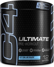 CELLUCOR C4 ULTIMATE ICY BLUE RAZ PRE WORKOUT POWDER - SUGAR FREE ENERGY SUPPLEMENT FOR MEN & WOMEN - 300MG CAFFEINE, 3.2G BETA ALANINE, 2 PATENTED CREATINES - 12 SERVINGS