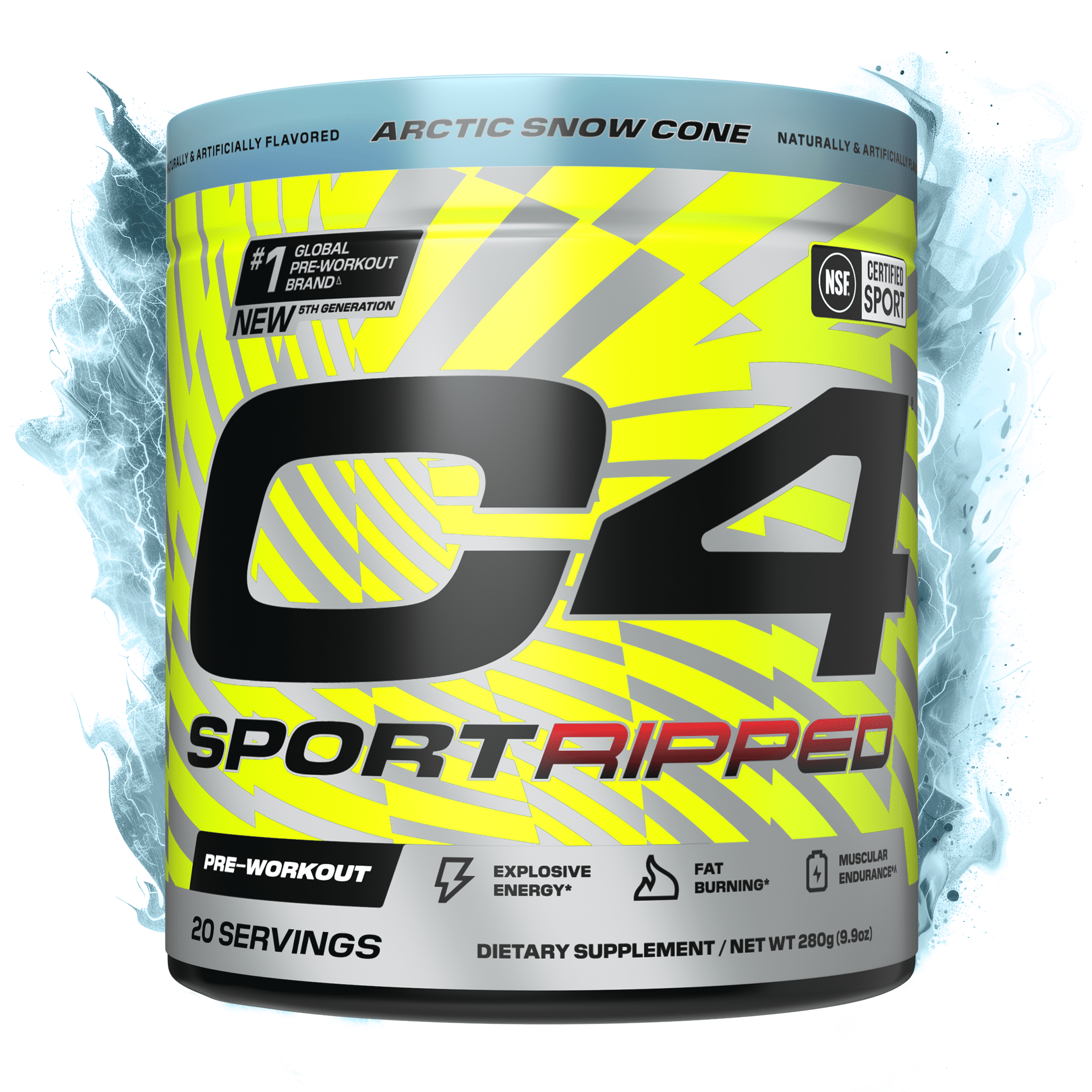 CELLUCOR C4 SPORT RIPPED ARCTIC SNOW CONE PRE-WORKOUT POWDER - 20 SERVINGS