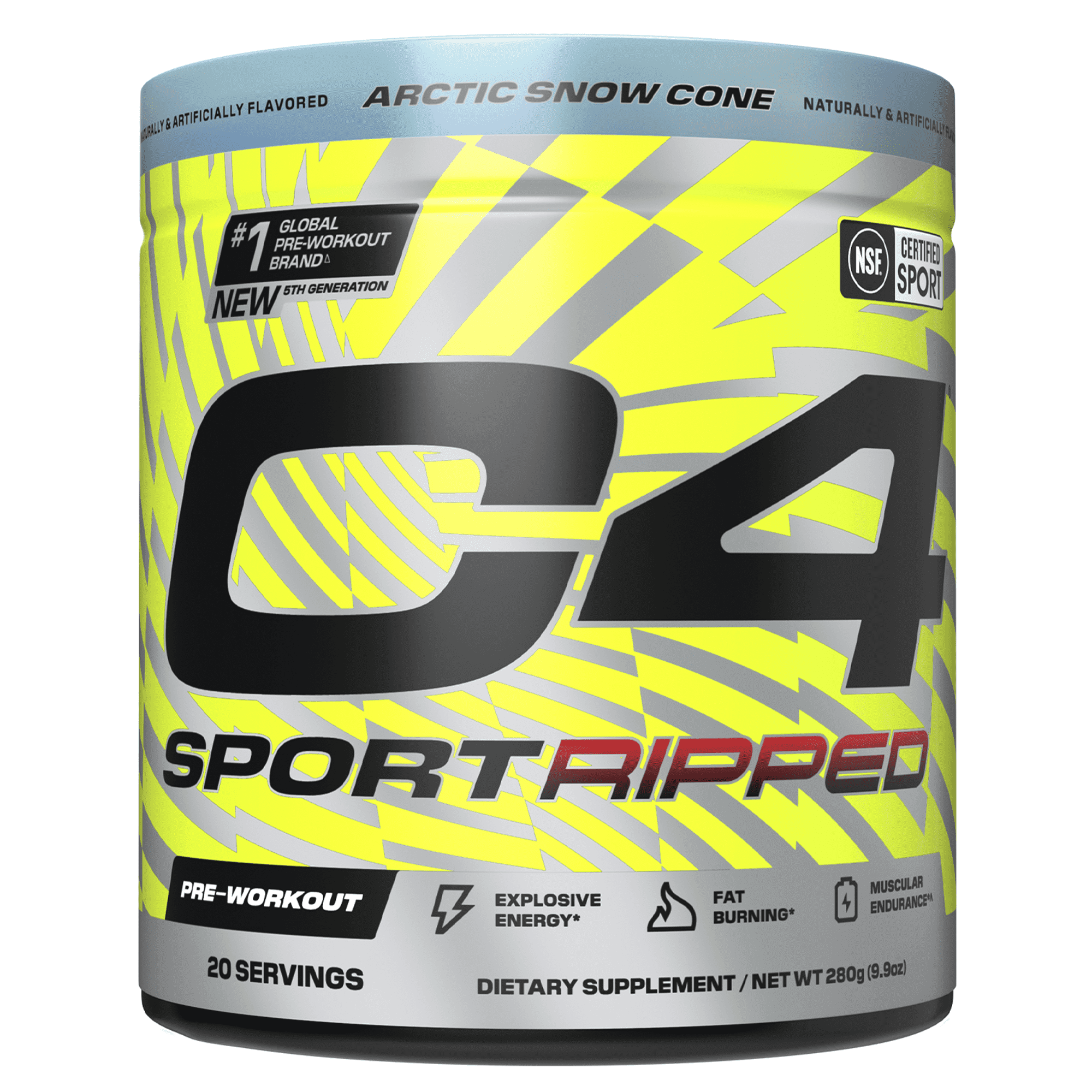 CELLUCOR C4 SPORT RIPPED ARCTIC SNOW CONE PRE-WORKOUT POWDER - 20 SERVINGS