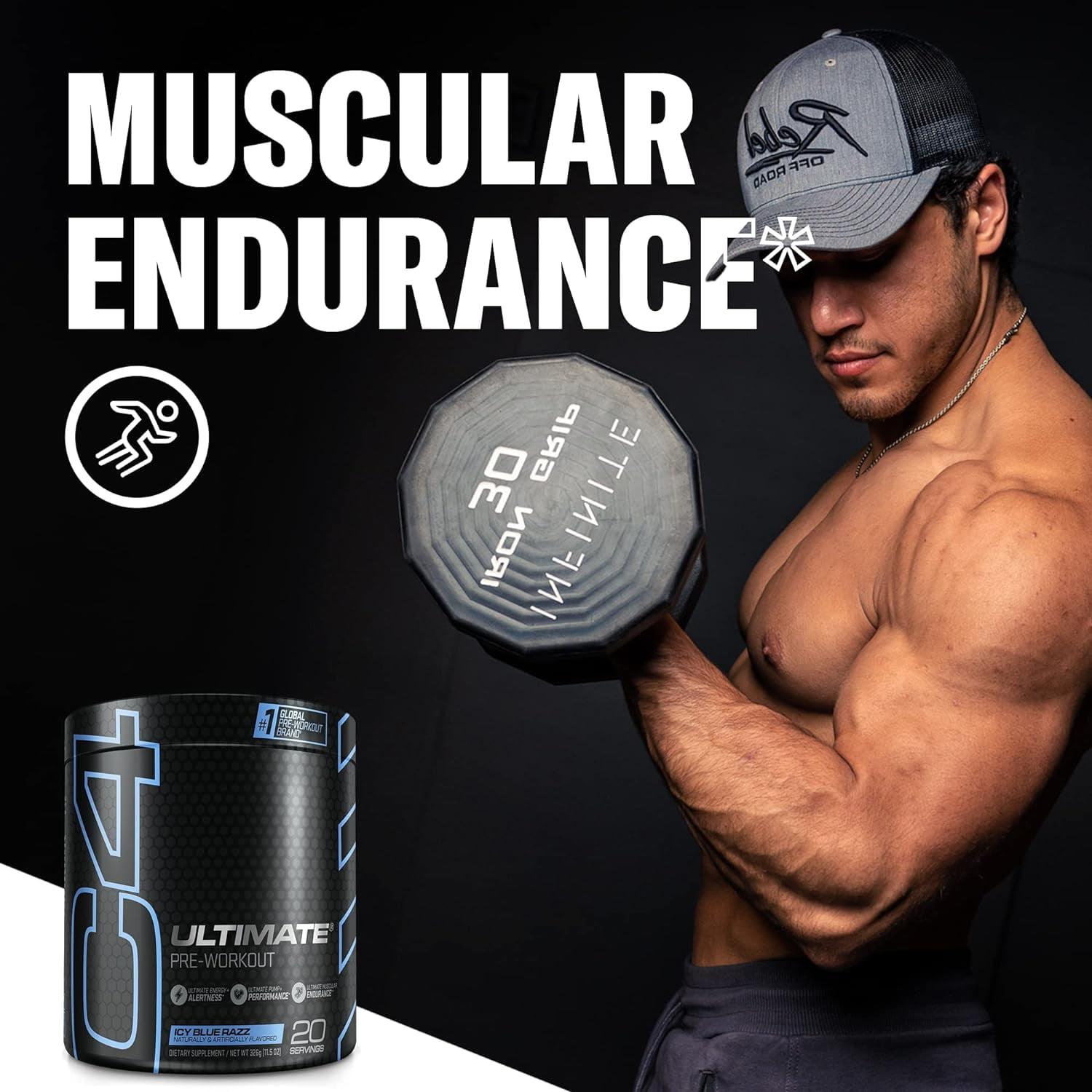 CELLUCOR C4 ULTIMATE PRE WORKOUT POWDER ICY BLUE RAZZ 20 SERVINGS