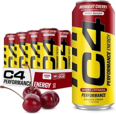 CELLUCOR C4 PERFORMANCE ENERGY DRINK MIDNIGHT CHERRY ZERO SUGAR CARBONATED 16 OZ CAN 12 PACK