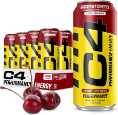 CELLUCOR C4 PERFORMANCE ENERGY DRINK MIDNIGHT CHERRY ZERO SUGAR CARBONATED 16 OZ CAN 12 PACK