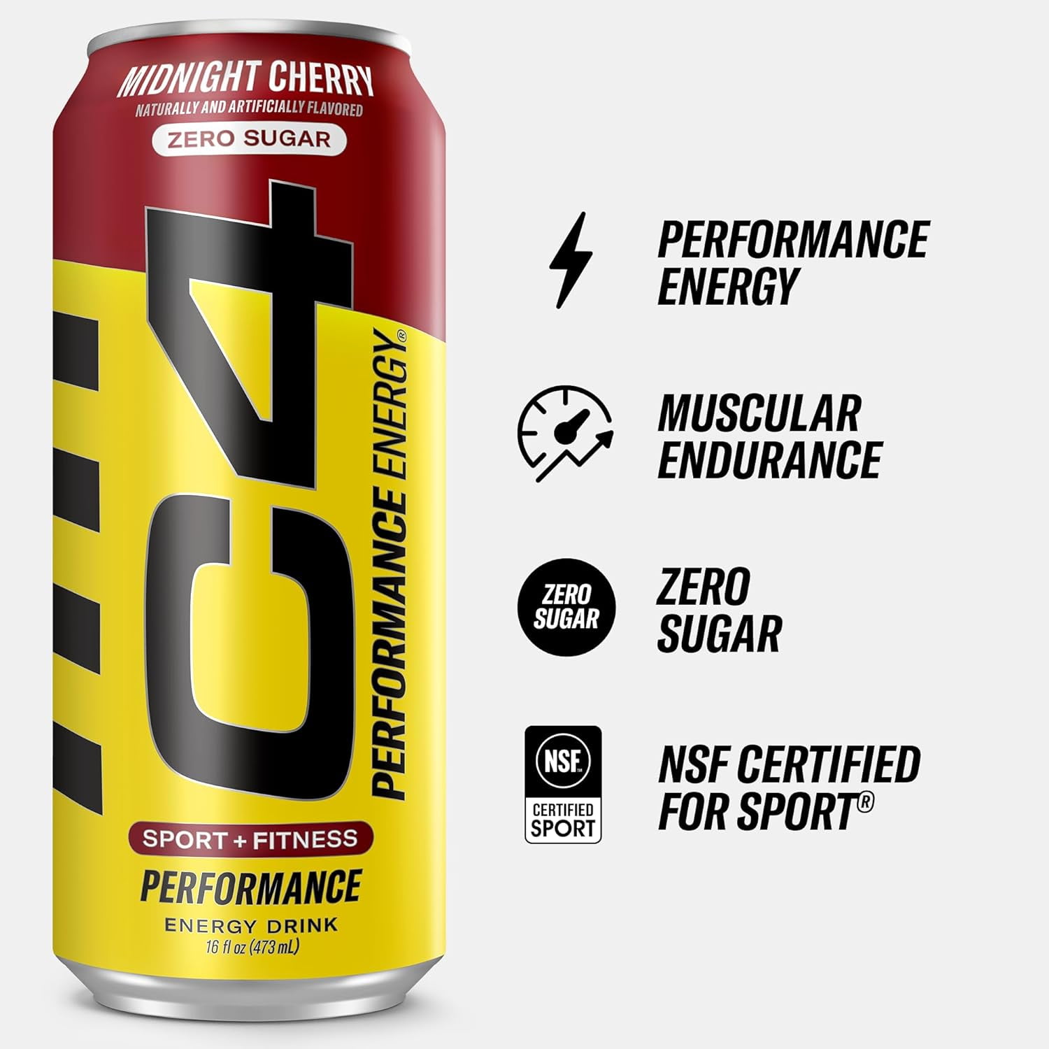 CELLUCOR C4 PERFORMANCE ENERGY DRINK MIDNIGHT CHERRY ZERO SUGAR CARBONATED 16 OZ CAN 12 PACK