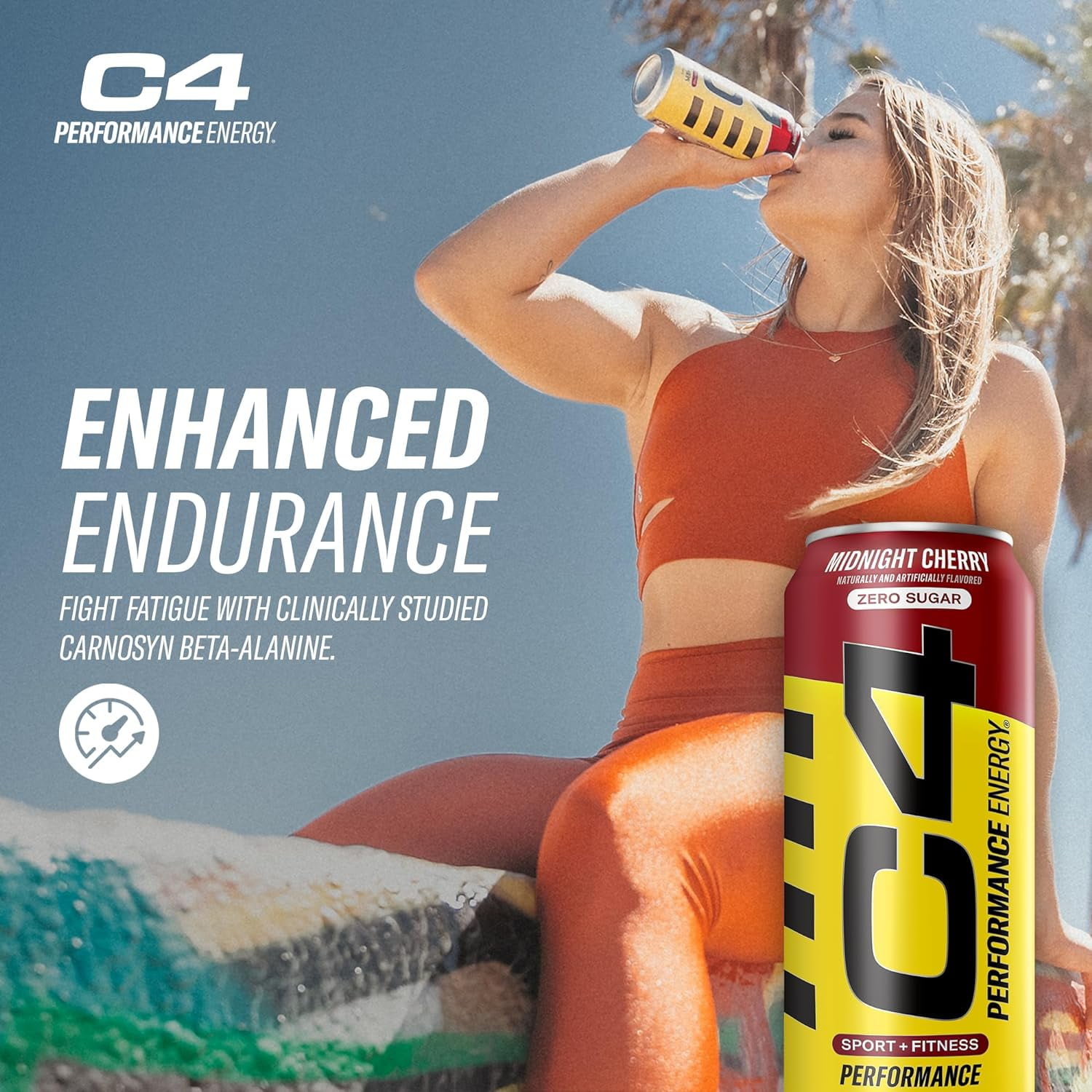 CELLUCOR C4 PERFORMANCE ENERGY DRINK MIDNIGHT CHERRY ZERO SUGAR CARBONATED 16 OZ CAN 12 PACK
