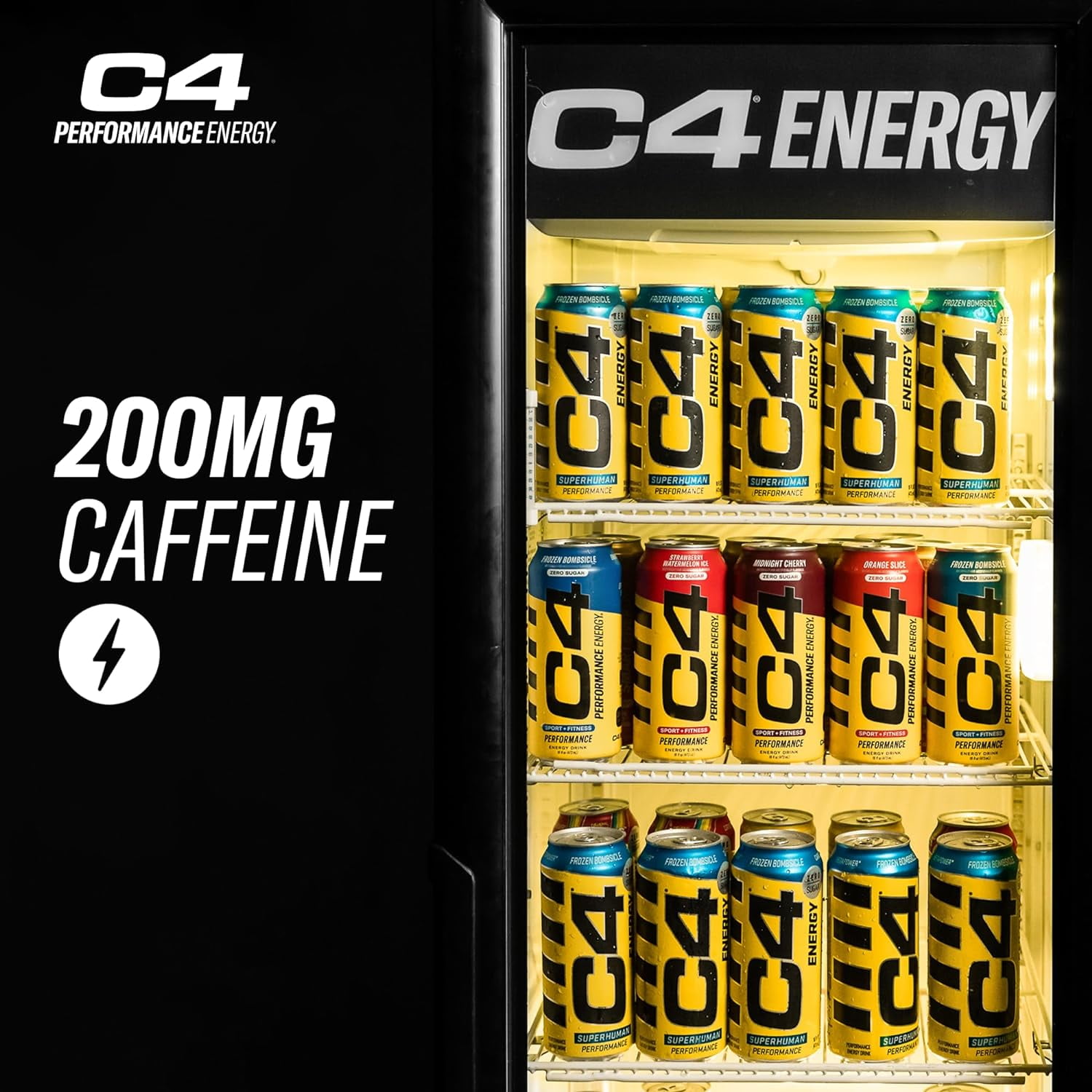 CELLUCOR C4 PERFORMANCE ENERGY DRINK MIDNIGHT CHERRY ZERO SUGAR CARBONATED 16 OZ CAN 12 PACK