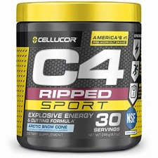 CELLUCOR C4 RIPPED SPORT PRE WORKOUT POWDER ARCTIC SNOW CONE NSF CERTIFIED FOR SPORT SUGAR FREE PREWORKOUT ENERGY SUPPLEMENT FOR MEN WOMEN 135MG CAFFEINE WEIGHT LOSS 30 SERVINGS