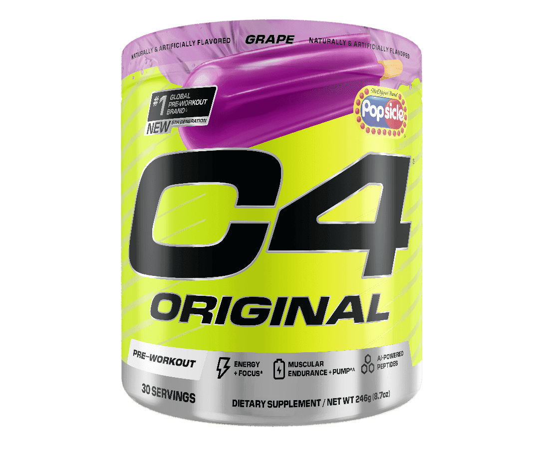 CELLUCOR C4 ORIGINAL PRE WORKOUT POWDER GRAPE POPSICLE FLAVOR 30 SERVINGS
