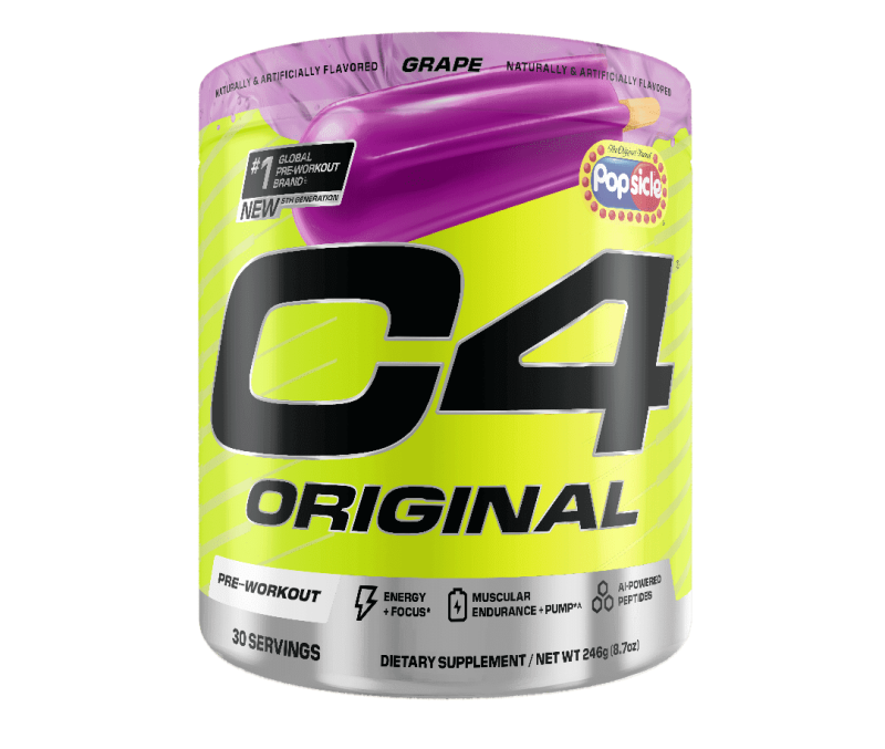 CELLUCOR C4 ORIGINAL PRE WORKOUT POWDER GRAPE POPSICLE FLAVOR 30 SERVINGS