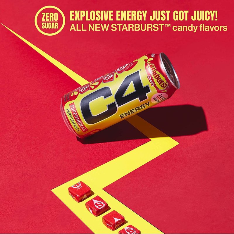 CELLUCOR C4 ENERGY DRINK STARBURST ORANGE CARBONATED SUGAR FREE PRE WORKOUT 16 OZ PACK OF 12