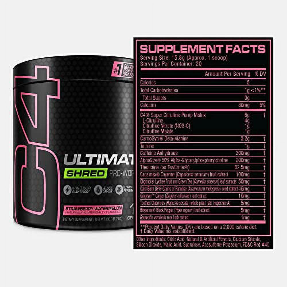 CELLUCOR C4 ULTIMATE SHRED PRE WORKOUT STRAWBERRY WATERMELON 12 SERVINGS