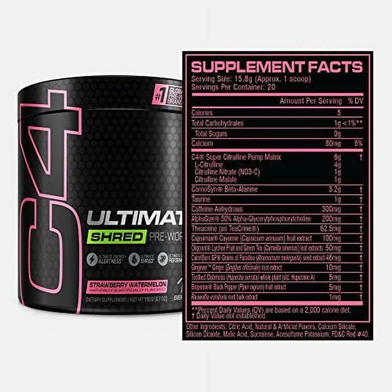 CELLUCOR C4 ULTIMATE SHRED PRE WORKOUT STRAWBERRY WATERMELON 12 SERVINGS