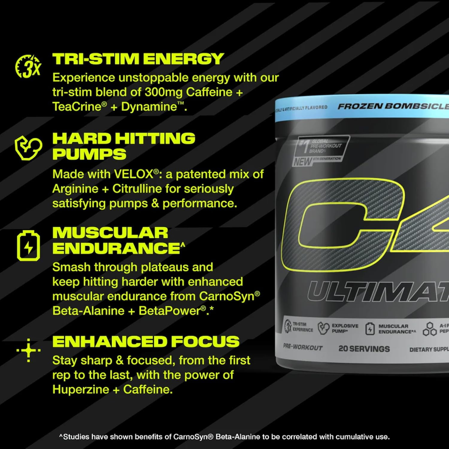 CELLUCOR C4 ULTIMATE PRE-WORKOUT POWDER FROZEN BOMBSICLE 20 SERVINGS