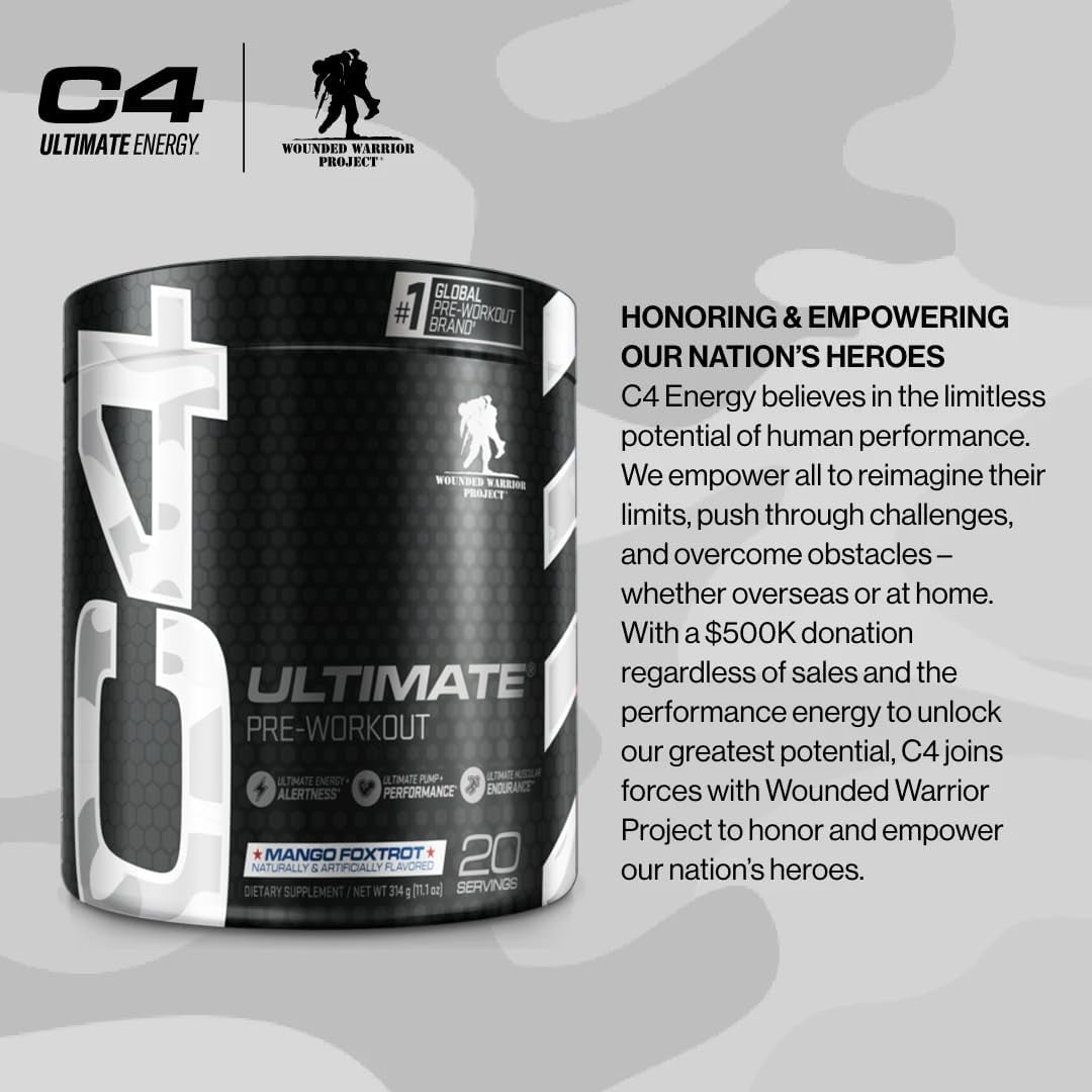 CELLUCOR C4 ULTIMATE WWP PRE WORKOUT POWDER MANGO FOXTROT 20 SERVINGS