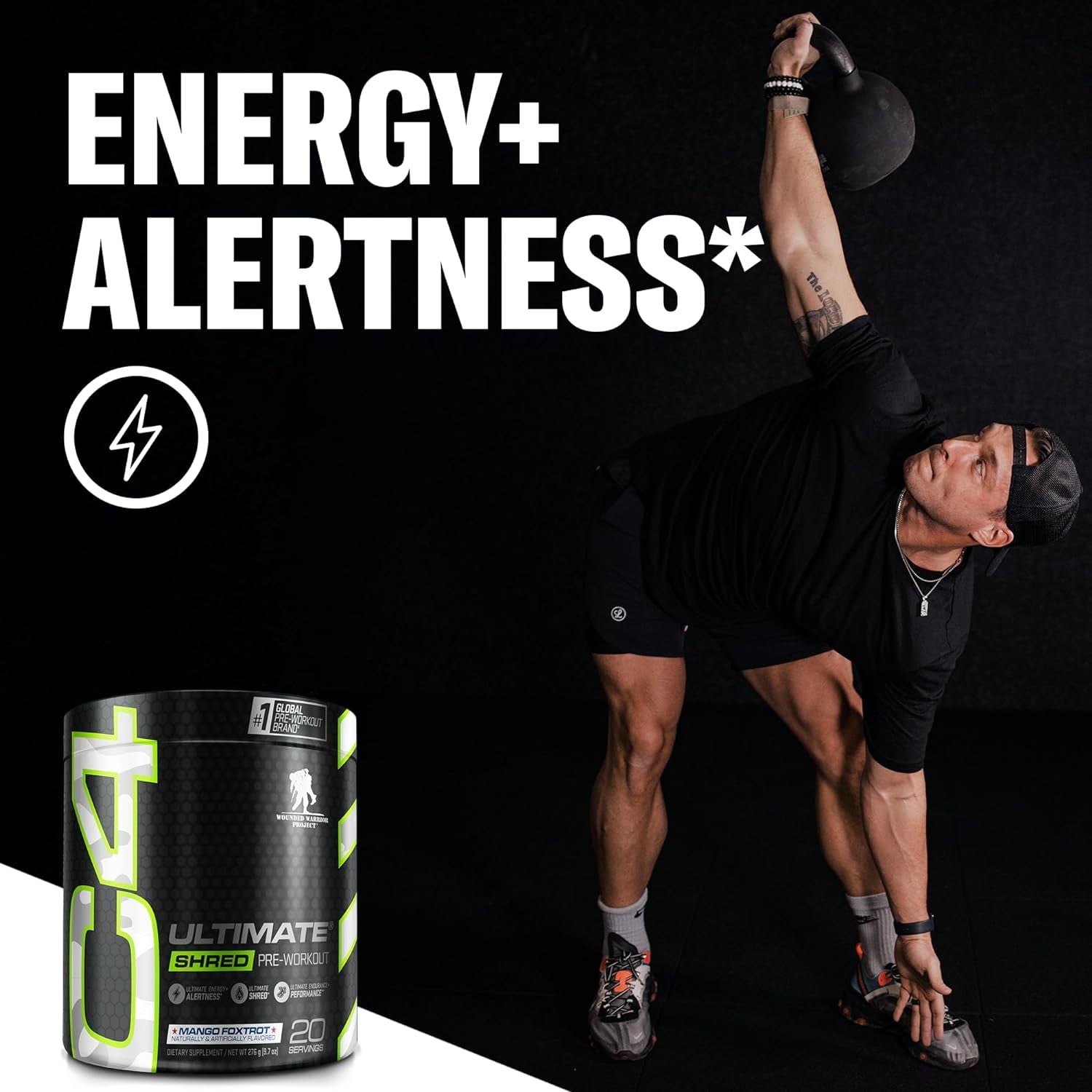 CELLUCOR C4 ULTIMATE SHRED X WOUNDED WARRIOR PROJECT PRE WORKOUT MANGO FOXTROT 20 SERVINGS
