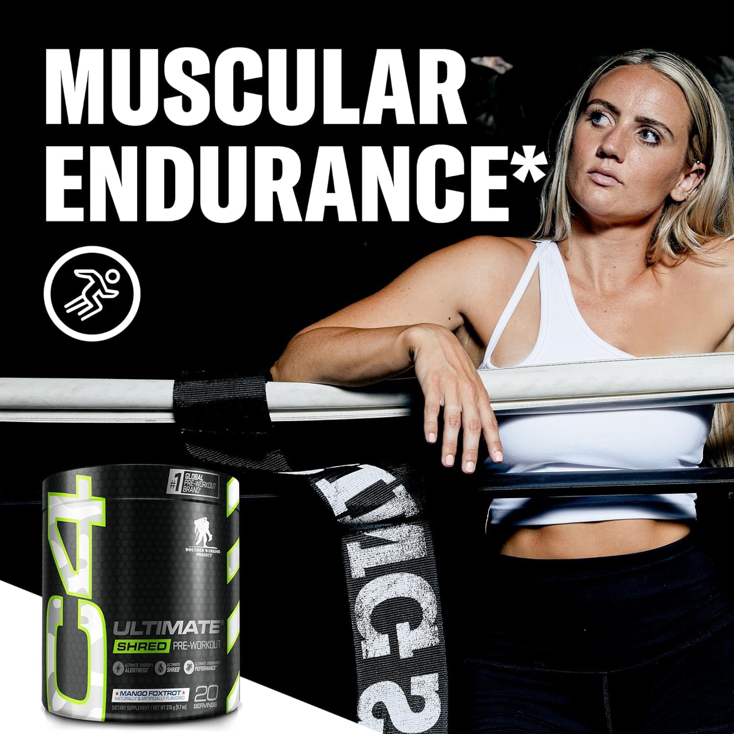 CELLUCOR C4 ULTIMATE SHRED X WOUNDED WARRIOR PROJECT PRE WORKOUT MANGO FOXTROT 20 SERVINGS