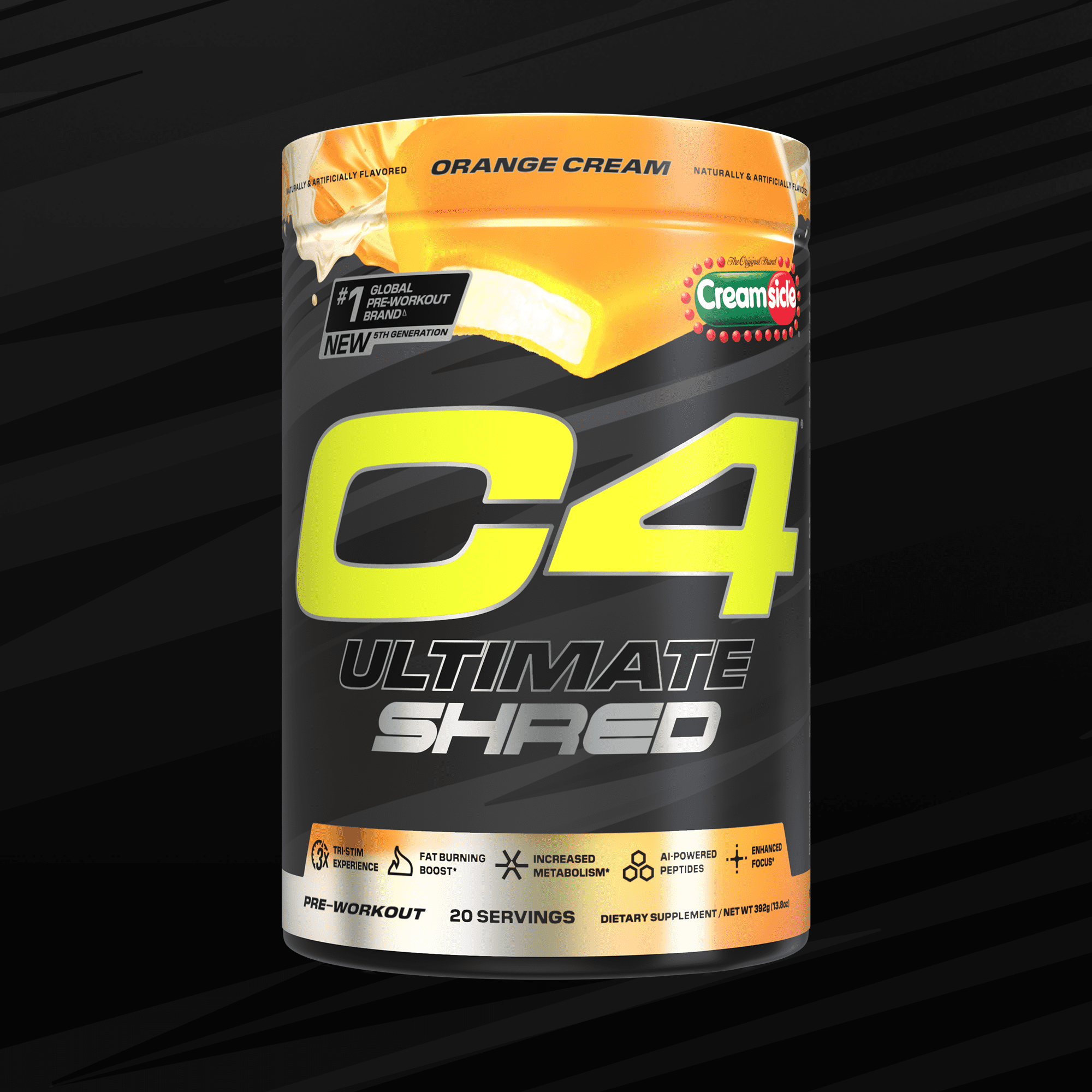 CELLUCOR C4 ULTIMATE SHRED PREWORKOUT POWDER ORANGE CREAMSICLE FLAVOR 20 SERVINGS