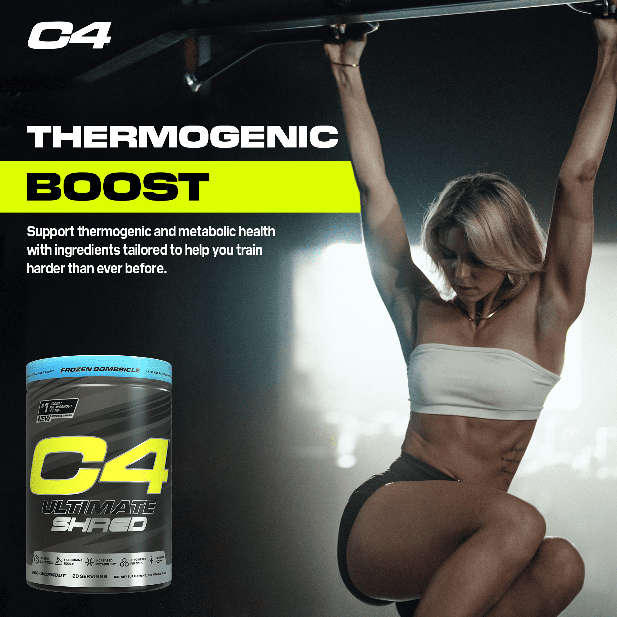 CELLUCOR C4 ULTIMATE SHRED FROZEN BOMBSICLE PRE-WORKOUT POWDER FOR 20 SERVINGS