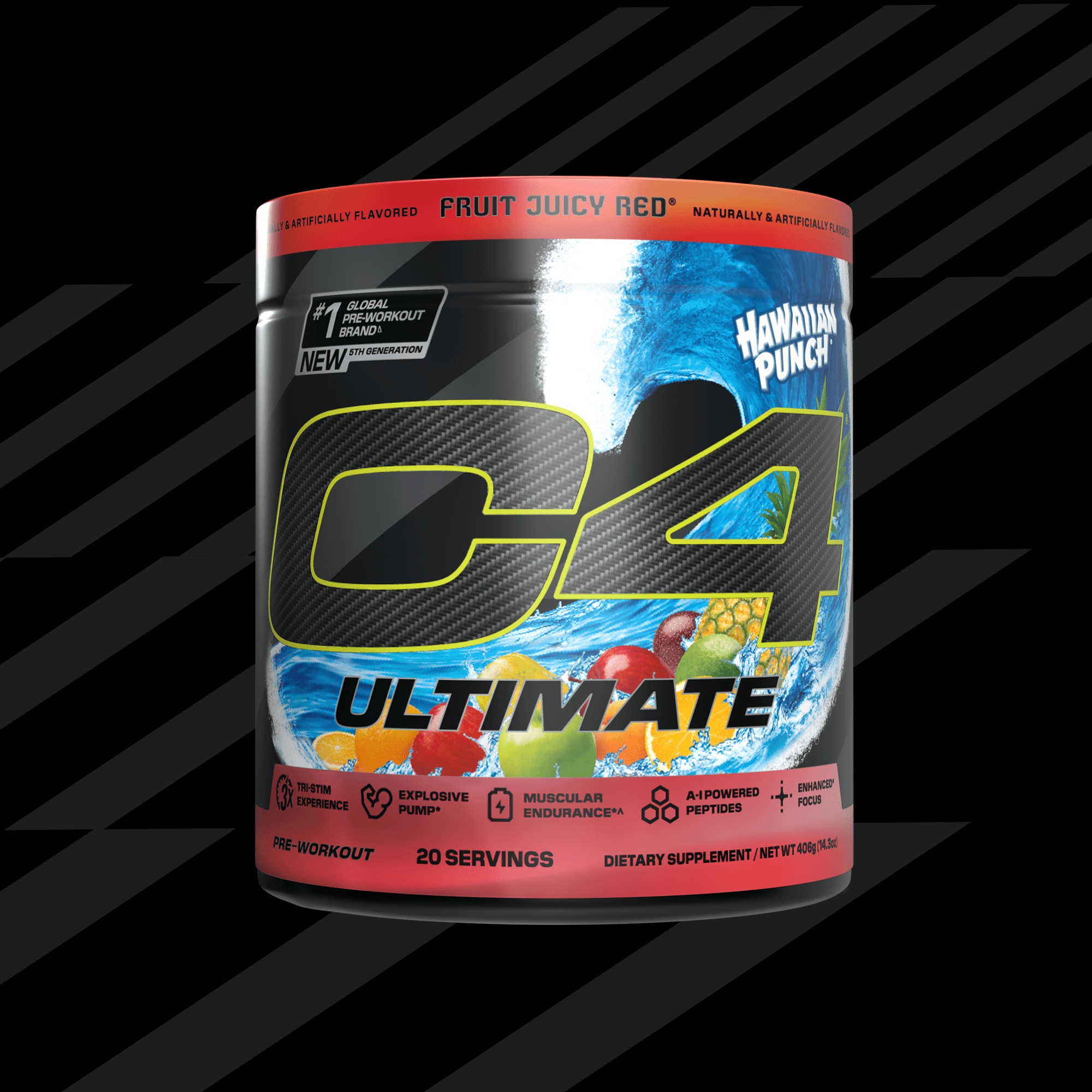 CELLUCOR C4 ULTIMATE PRE-WORKOUT POWDER HAWAIIAN PUNCH FRUIT JUICY RED 20 SERVINGS