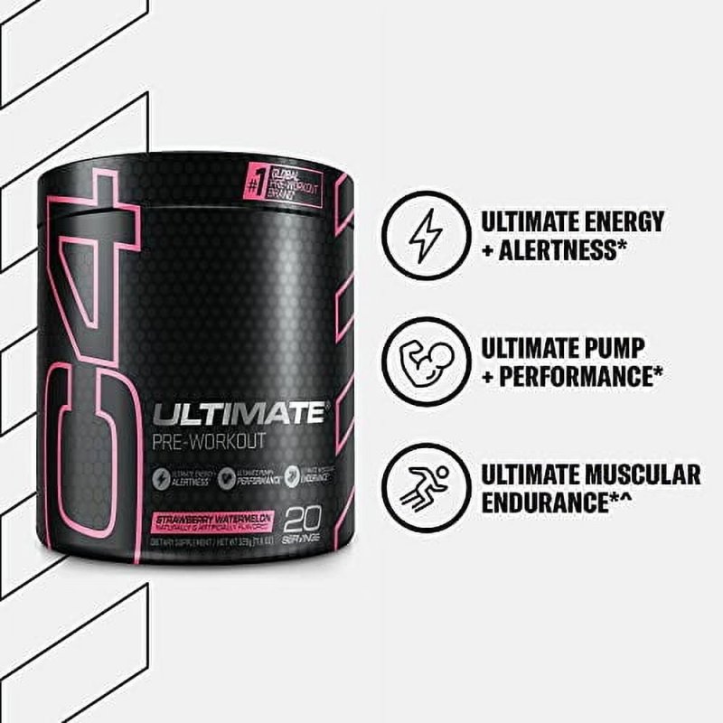 CELLUCOR C4 ULTIMATE WATERMELON PRE WORKOUT POWDER FOR ENERGY BOOST - MEN & WOMEN - CAFFEINE, BETA ALANINE, CREATINE - 20 SERVINGS