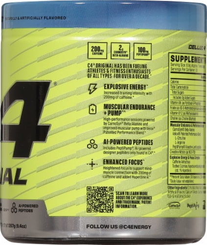 CELLUCOR  C4 ORIGINAL ICY BLUE RAZZ PRE WORKOUT POWDER FOR ENHANCED PERFORMANCE 2X