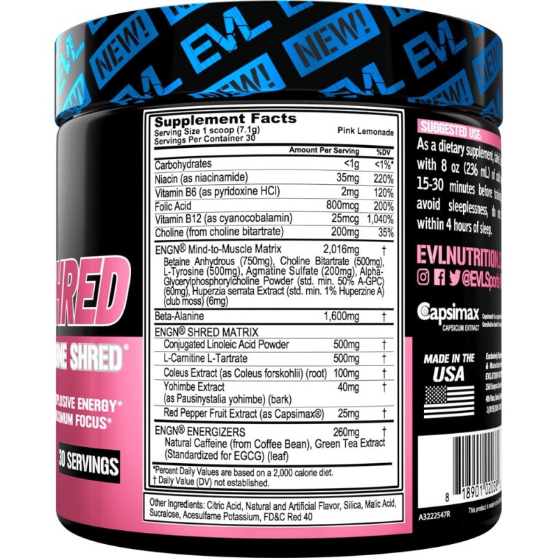 EVLUTION NUTRITION PRE WORKOUT POWDER THERMOGENIC FAT BURN SUPPORT AMERIKASEPETIM