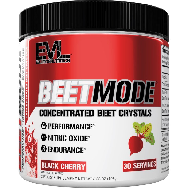 EVLUTION NUTRITION BEETMODE BEET ROOT POWDER NITRIC OXIDE BOOSTER BLACK CHERRY FLAVOR - PRE WORKOUT BEETS SUPPLEMENT FOR ENERGY AND PUMPS
