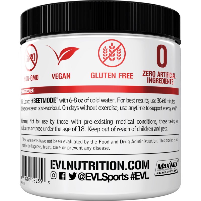 EVLUTION NUTRITION BEETMODE BEET ROOT POWDER NITRIC OXIDE BOOSTER BLACK CHERRY FLAVOR - PRE WORKOUT BEETS SUPPLEMENT FOR ENERGY AND PUMPS