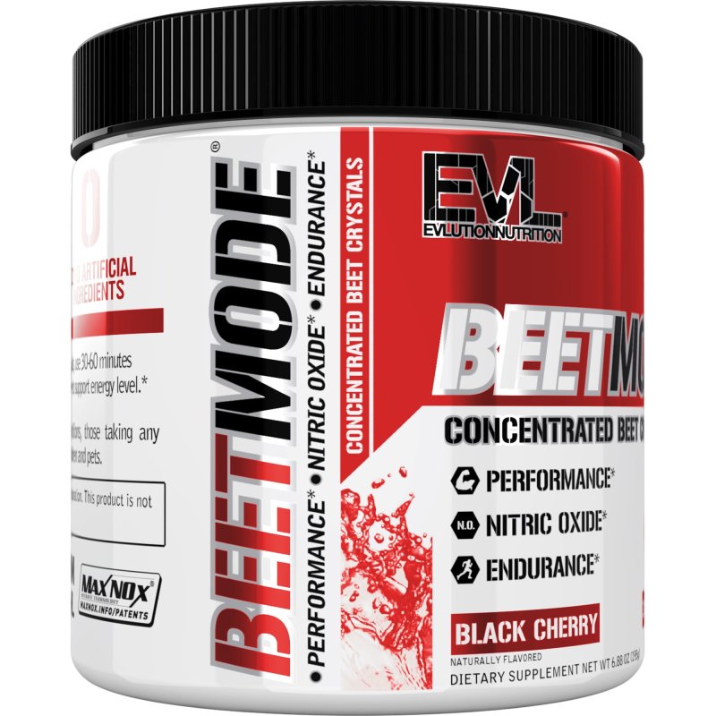 EVLUTION NUTRITION BEETMODE BEET ROOT POWDER NITRIC OXIDE BOOSTER BLACK CHERRY FLAVOR - PRE WORKOUT BEETS SUPPLEMENT FOR ENERGY AND PUMPS