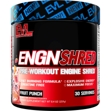 EVLUTION NUTRITION ENGN SHRED PRE WORKOUT POWDER - THERMOGENIC FAT BURNER - CREATINE FREE - 30 SERVINGS - FRUIT PUNCH FLAVOR