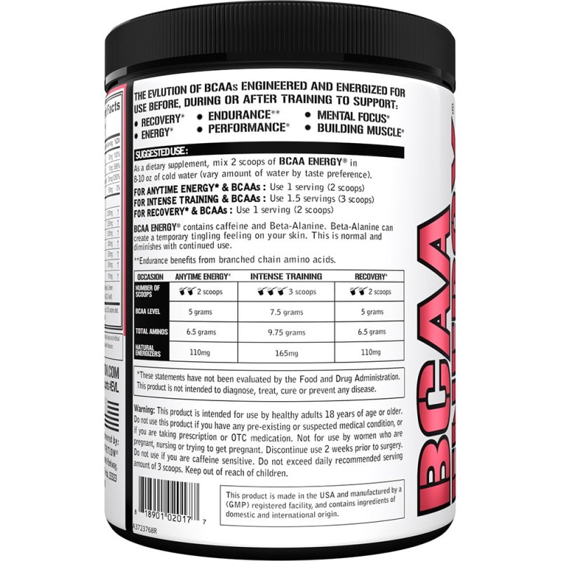 EVLUTION NUTRITION BCAA POWDER PRE WORKOUT ENERGY 30 SERVINGS WATERMELON FLAVOR WITH VITAMIN B12 AND C