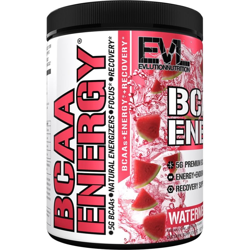 EVLUTION NUTRITION BCAA POWDER PRE WORKOUT ENERGY 30 SERVINGS WATERMELON FLAVOR WITH VITAMIN B12 AND C