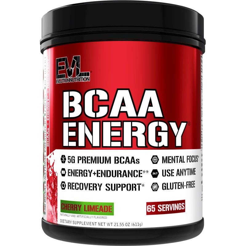 EVLUTION NUTRITION BCAA ENERGY POWDER 65 SERVINGS CHERRY LIMEADE - ENDURANCE MUSCLE RECOVERY DRINK WITH VITAMIN B12 & C