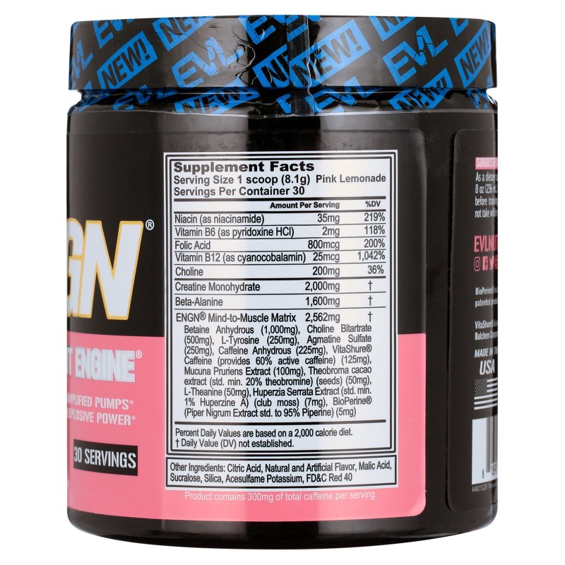 EVLUTION NUTRITION ENGN PRE WORKOUT POWDER PINK LEMONADE 30 SERVINGS