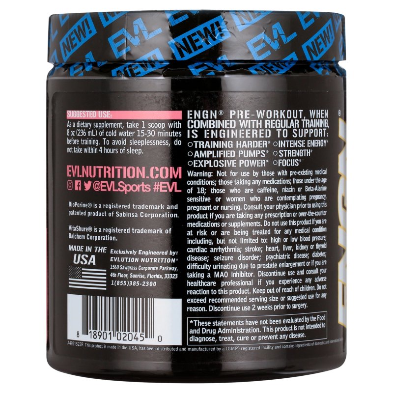 EVLUTION NUTRITION ENGN PRE WORKOUT POWDER PINK LEMONADE 30 SERVINGS