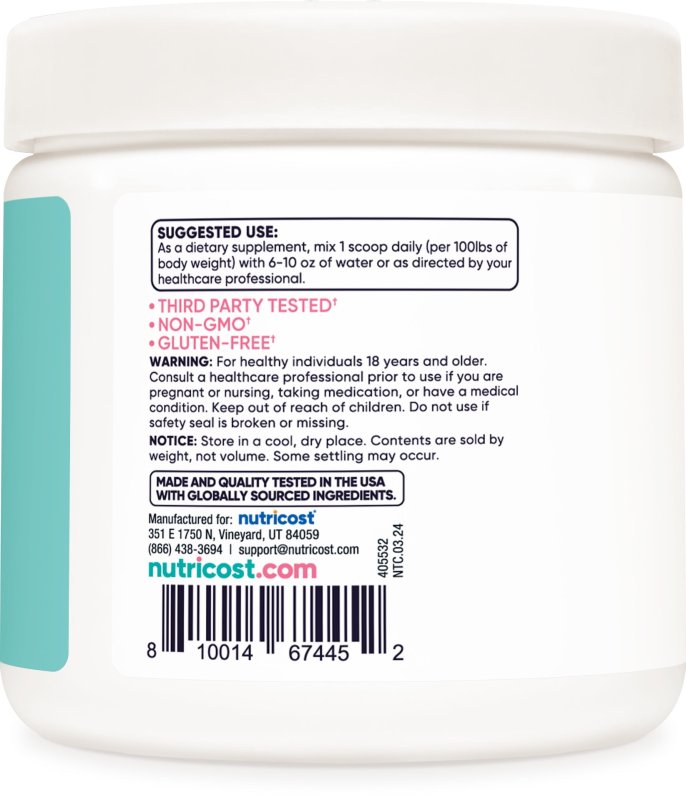 NUTRICOST CREATINE MONOHYDRATE POWDER WOMEN UNFLAVORED SUPPLEMENT 50 SERVINGS