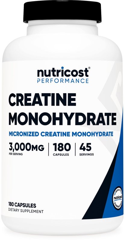 NUTRICOST CREATINE MONOHYDRATE 3000MG 180 CAPSULES 750MG PER CAPSULE SUPPLEMENT