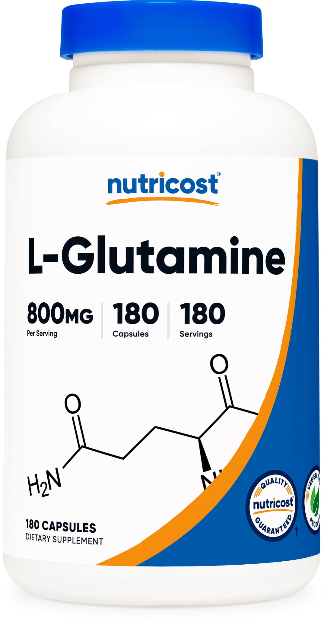 NUTRICOST L GLUTAMINE 800MG 180 CAPSULES GLUTEN FREE NON GMO HEALTH SUPPLEMENT