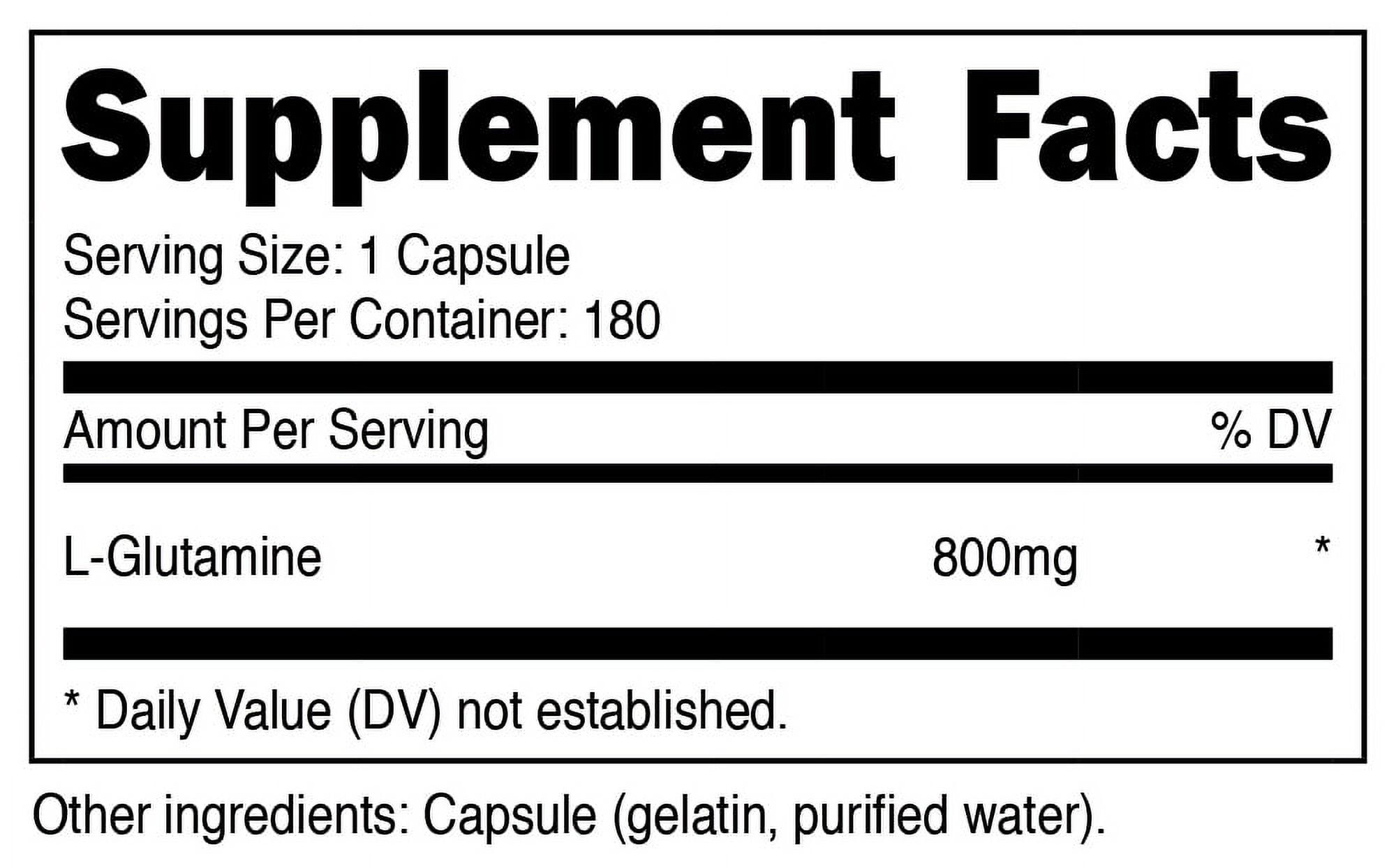 NUTRICOST L GLUTAMINE 800MG 180 CAPSULES GLUTEN FREE NON GMO HEALTH SUPPLEMENT