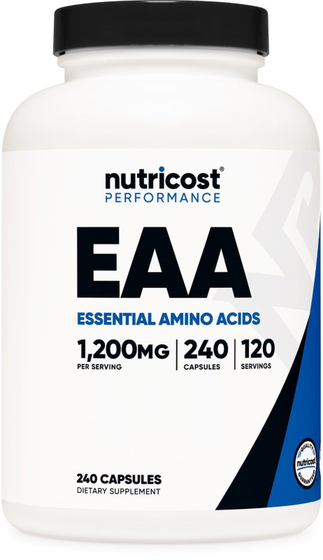 NUTRICOST EAA CAPSULES 1200MG 120 SERVINGS 240 CAPSULES ESSENTIAL AMINO ACIDS NON-GMO GLUTEN